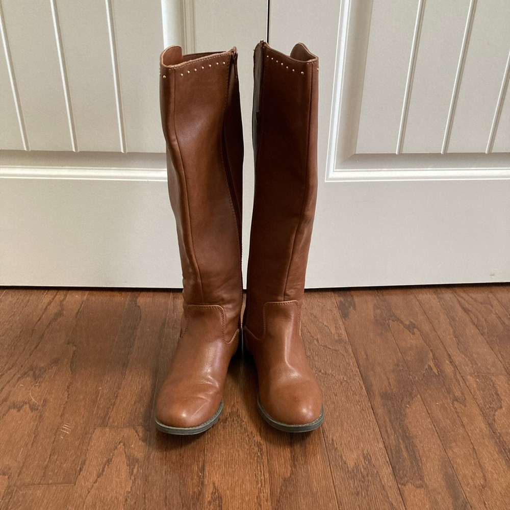 LAUREN CONRAD Devotion Cognac Riding Boots